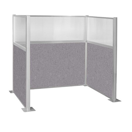 Versare Pre-Configured Hush Panel Cubicle (U Shape) 6' x 4' W/ Window Cloud Gray Fabric 1861108